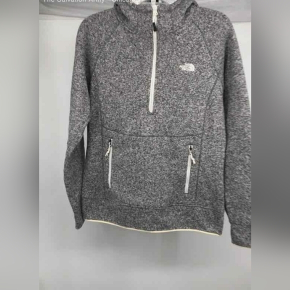 The North Face TKA Glacier Half Zip Up Hoodie Sweatshirt Heather Gray Women M - Picture 2 of 7